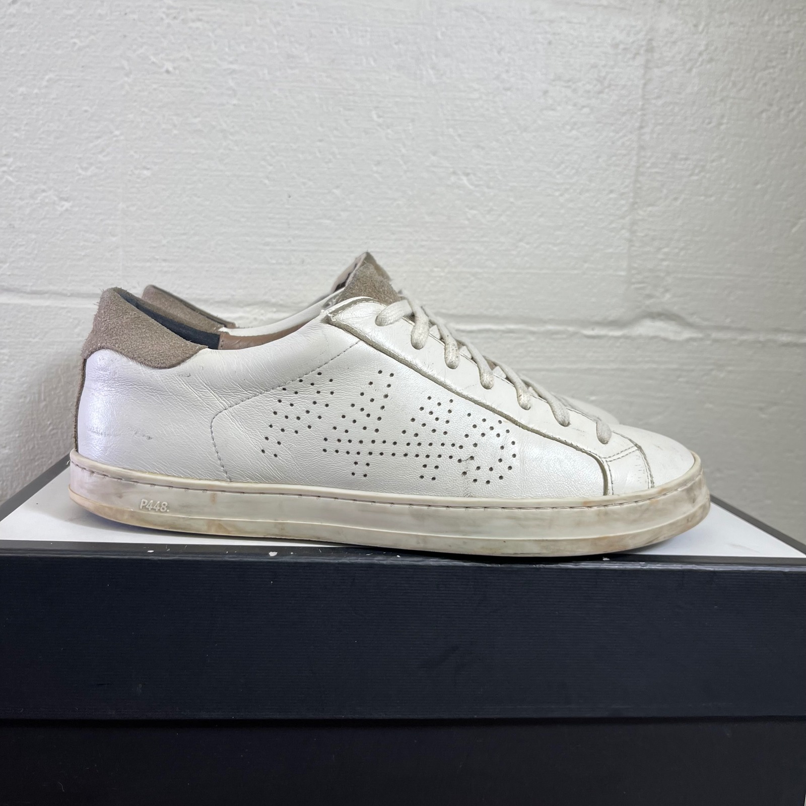 P448 John Sneaker White Leather Low Top Sneaker Shoes Women's Size 42 Eu/8 Us